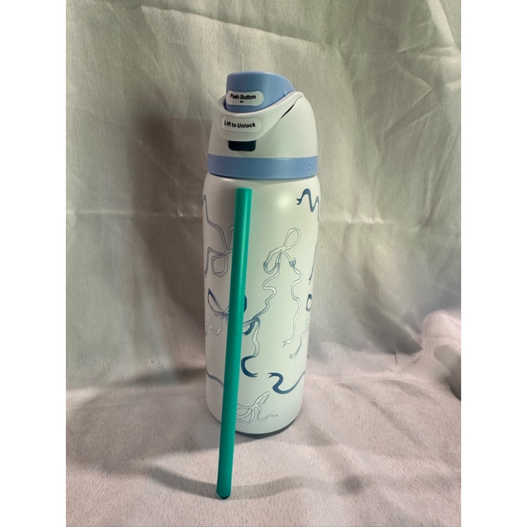 Owala FreeSip Stainless Steel Water Bottle, 32 oz, Blue Bows