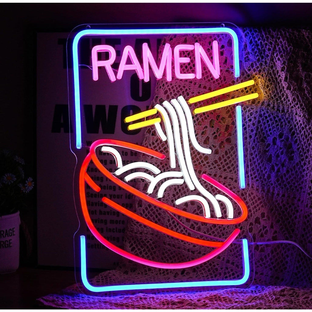 Ramen Neon Sign Noodle Led Neon Lights for Wall Decor Neon Ramen Light up Sign