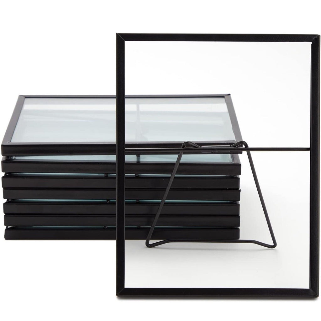 Juvale 8 Pack Black Glass Floating Frames for 5x7 Photos or Pressed Flowers