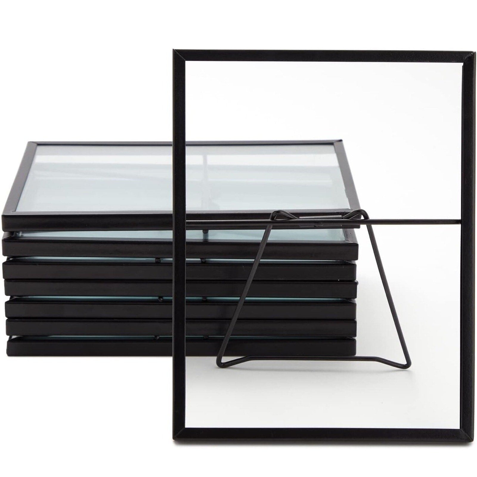 Juvale 8 Pack Black Glass Floating Frames for 5x7 Photos or Pressed Flowers