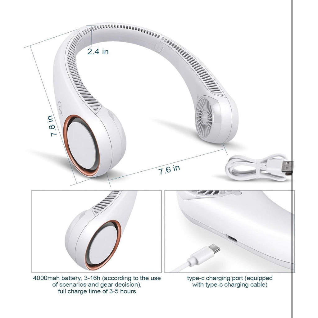 Portable Neck Fan,Hands Free Bladeless Fan, Cooling Personal Fan 3 Speed