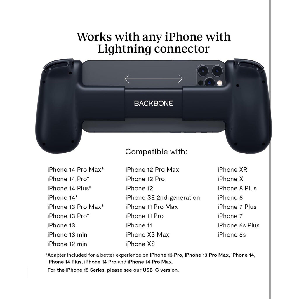 Backbone One Mobile Gaming Controller for iPhone without Gaming Bundle - Black