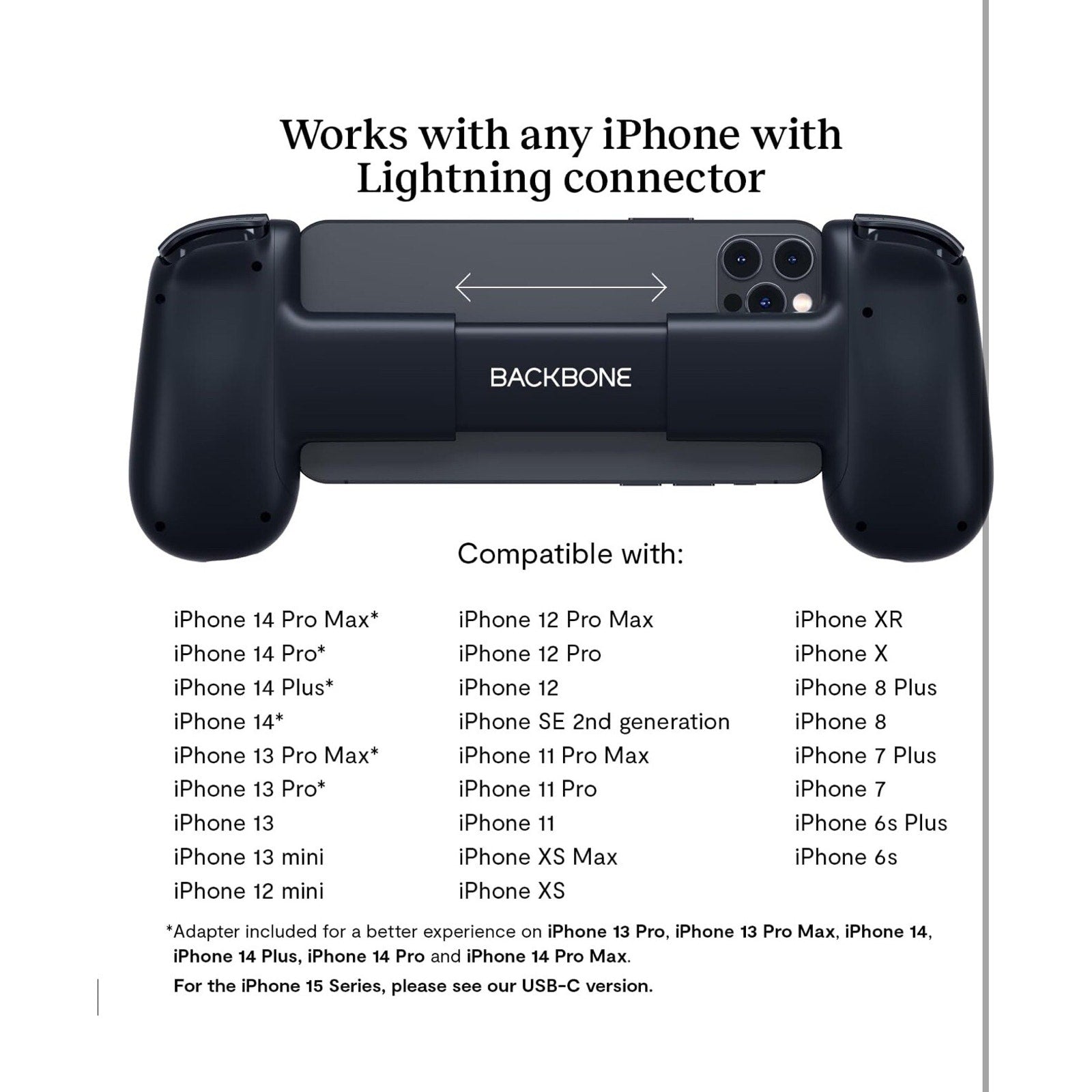 Backbone One Mobile Gaming Controller for iPhone without Gaming Bundle - Black