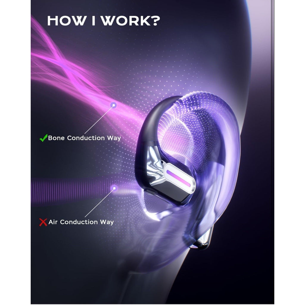 True Bone Conduction Headphones,Open-Ear Headphones,Up to 30H Playtime