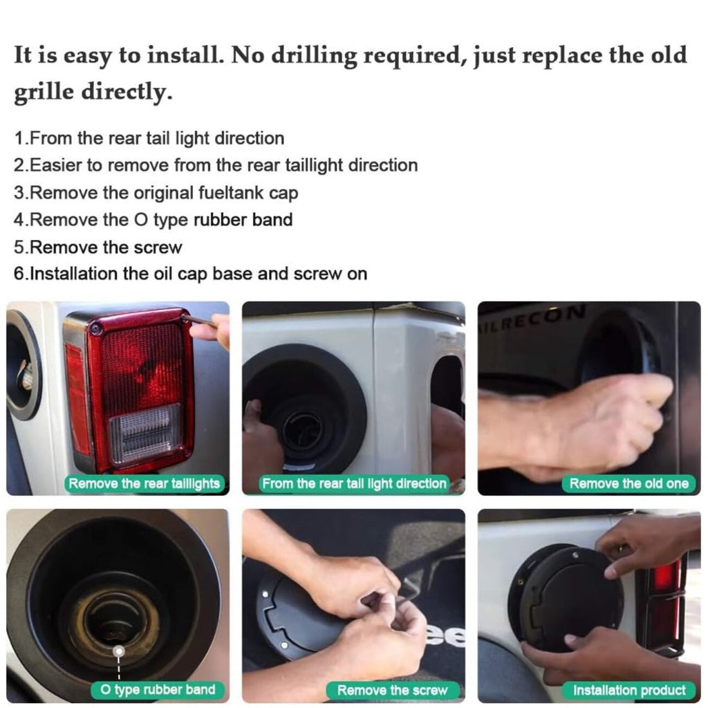Gas Fuel Tank Lid Cover Fit Jeep Wrangler JK Unlimited 2007-2018
