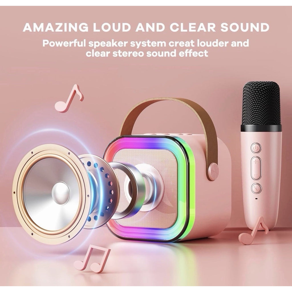 Mini Karaoke Machine Portable Bluetooth Karaoke Speaker with 2 Wireless Mics