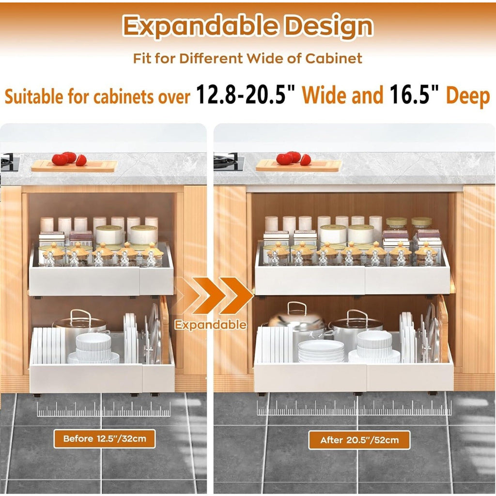 Pull Out Cabinet Organizer, Expandable Pull-out Home Organizers with 4 Dividers