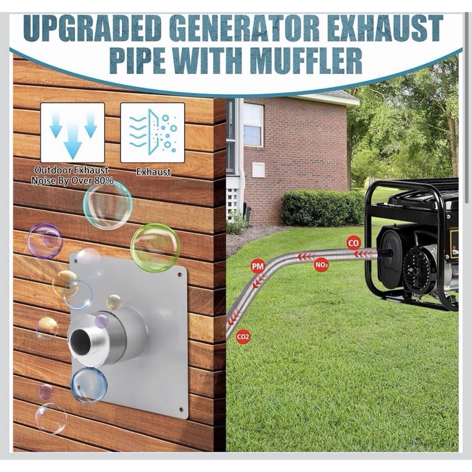 Generator Exhaust Extension Silencer Kit,Portable Generator Muffler Silencer Kit