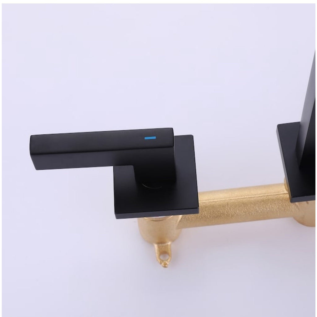 BiaoTeng 3 Hole Taps for Bathroom Basin Wall Mounted Hot and Cold