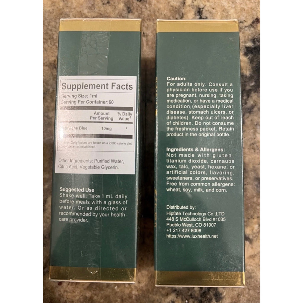 2 Pack! Methylene Blue Supplement Drops for Brain Health- High Purity Exp 4/2028