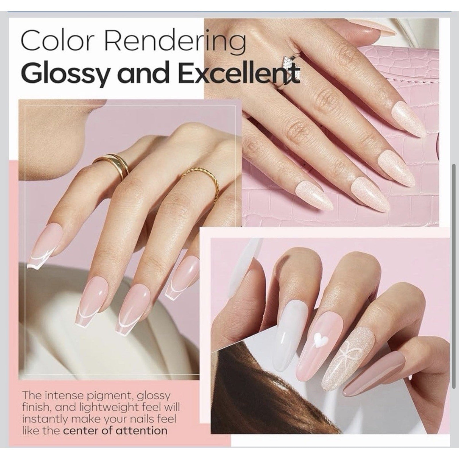 Dip Powder Nail Kit, 4 Colors Nude Pink Glitter Dipping Starter Set with Liquid