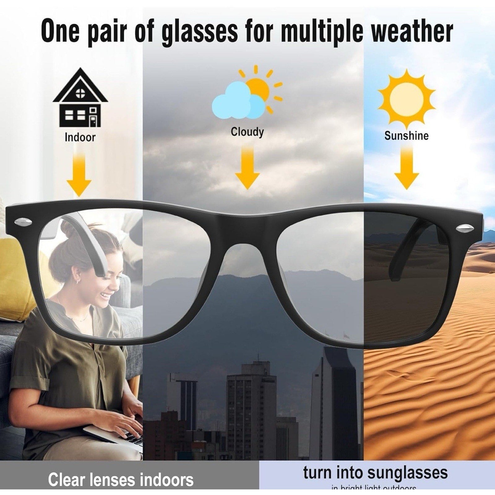 AI Translation Smart Glasses with Chat GPT for Men and Women, Bluetooth