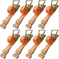 8 Pack Heavy Duty E-Track Ratchet Straps 2"x15' 4500LBS - Orange