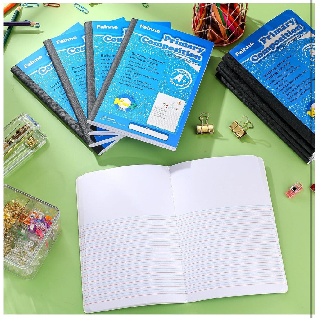 Fainne 30 Pcs Primary Composition Book 8.2 x 5.5 inches, Blue
