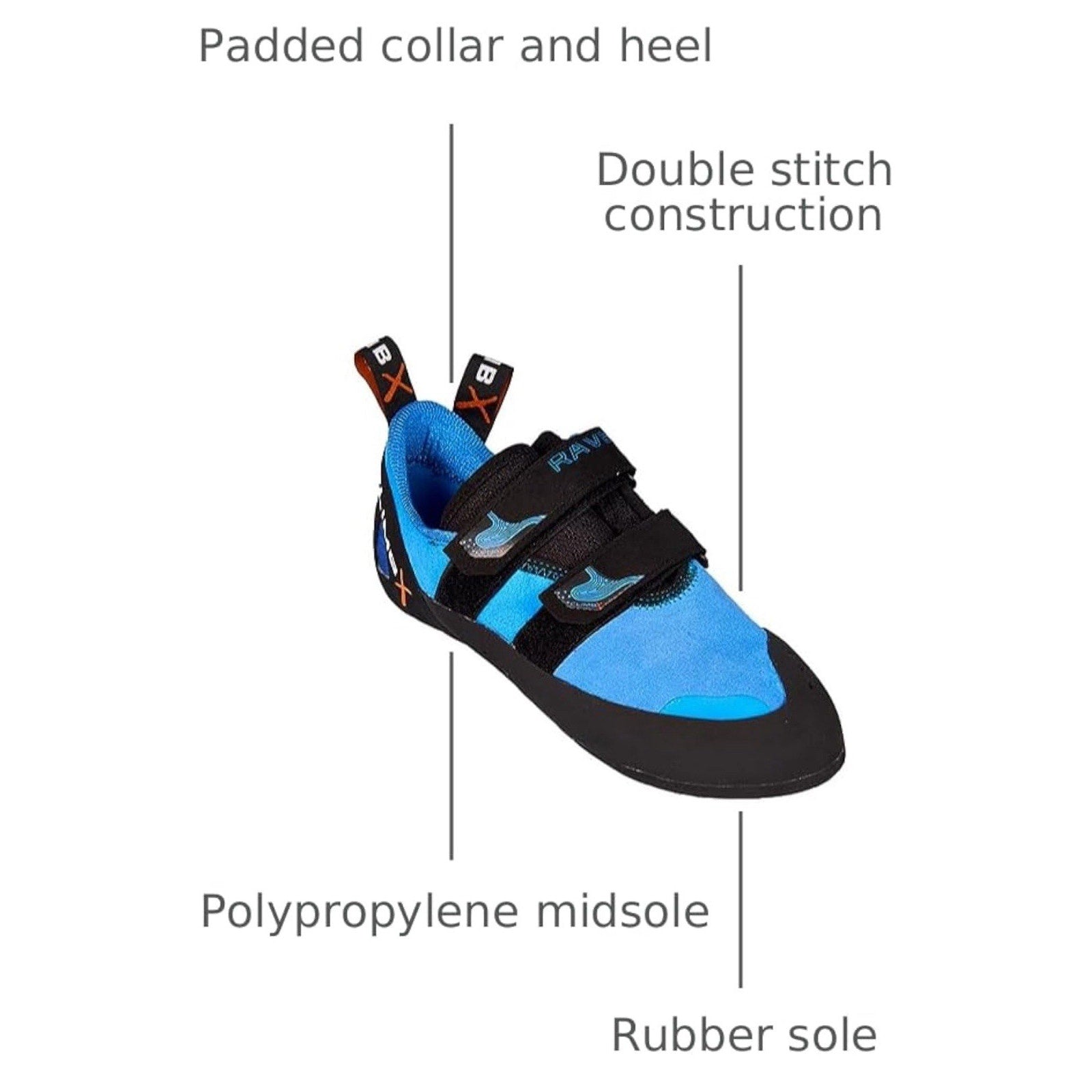 Climb X Men's Rave Strap Climbing Shoe French Blue Size 8.5 US