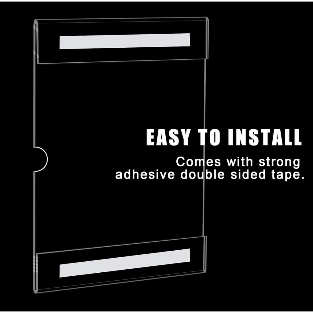 12 pack 8.5 X 11 Wall Mount Acrylic Sign Holder with Tape, Clear Plastic Menu